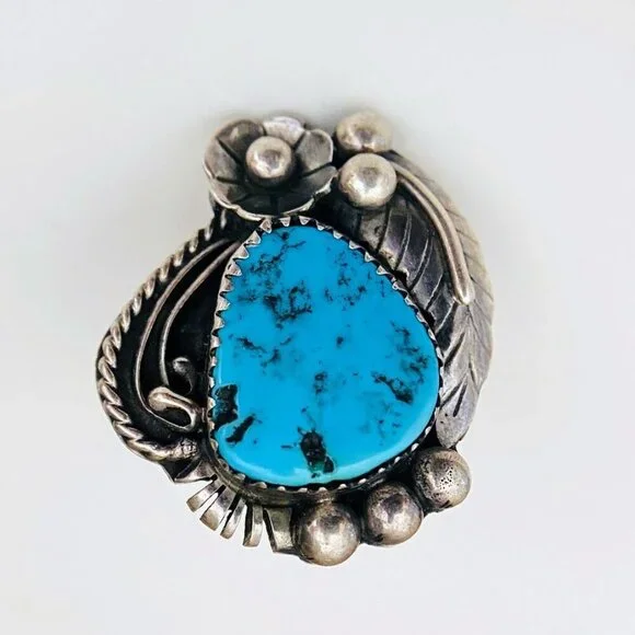 Native American Sleeping Beauty Turquoise Sterling Silver Ring - Size 7.5 - Picture 3 of 7